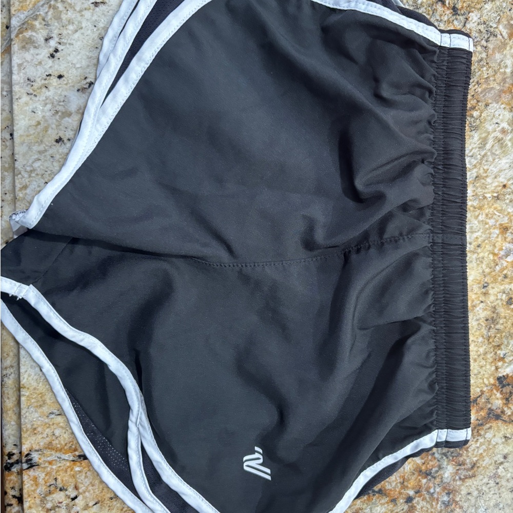 Black and White Athletic Shorts with Elastic Waistband